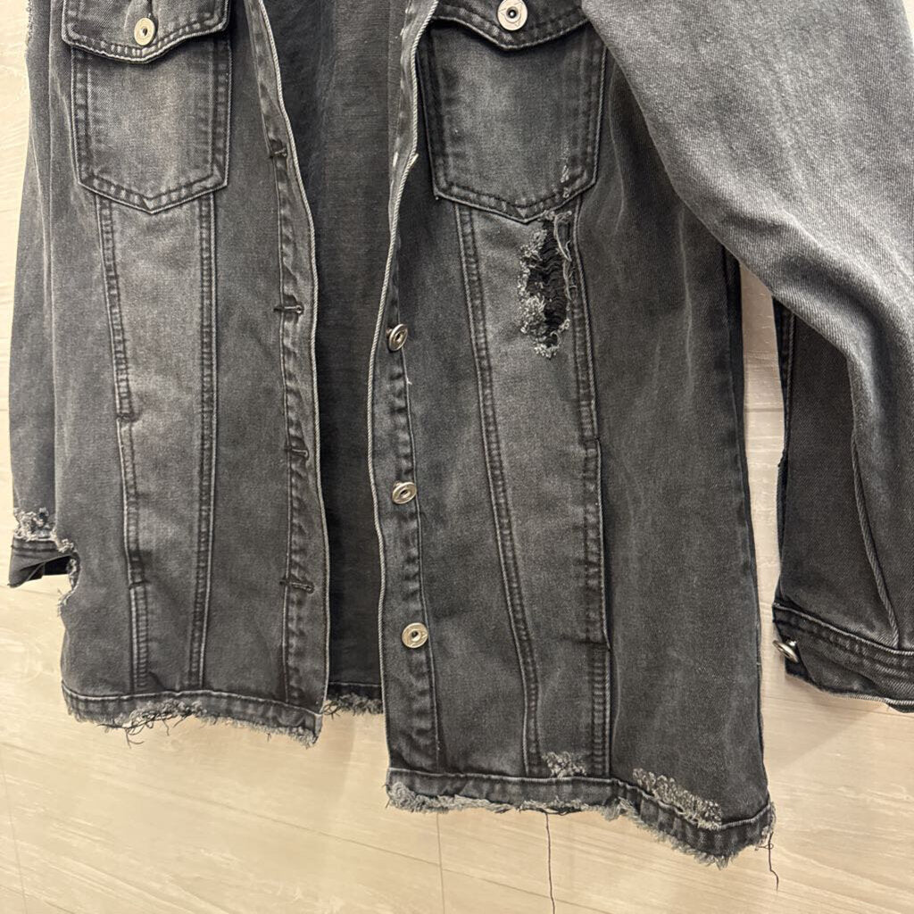 Missguided Black Distressed Denim Jacket 6