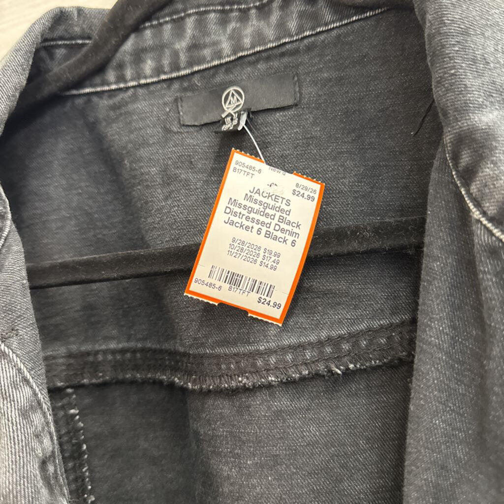 Missguided Black Distressed Denim Jacket 6