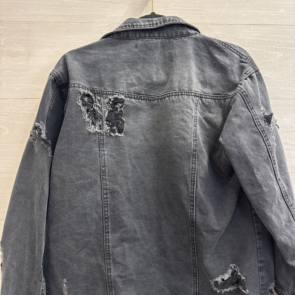 Missguided Black Distressed Denim Jacket 6