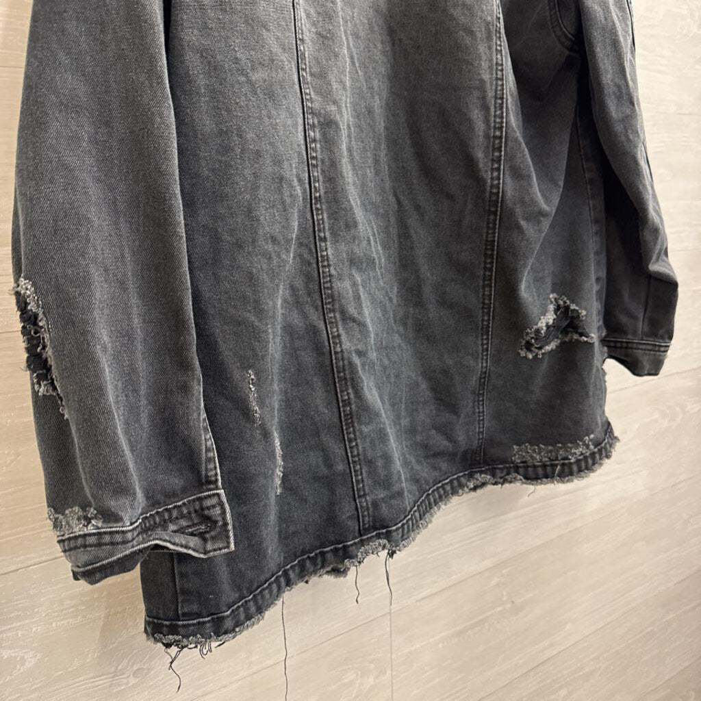 Missguided Black Distressed Denim Jacket 6