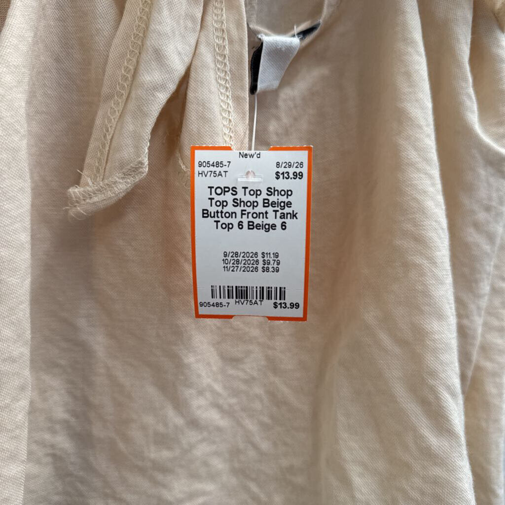 Top Shop Beige Button Front Tank Top 6