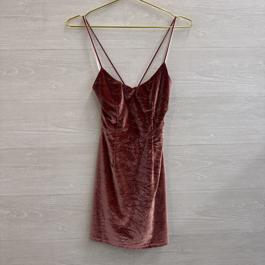 NBD Mauve Velvet Lace Up Back Mini Dress Small
