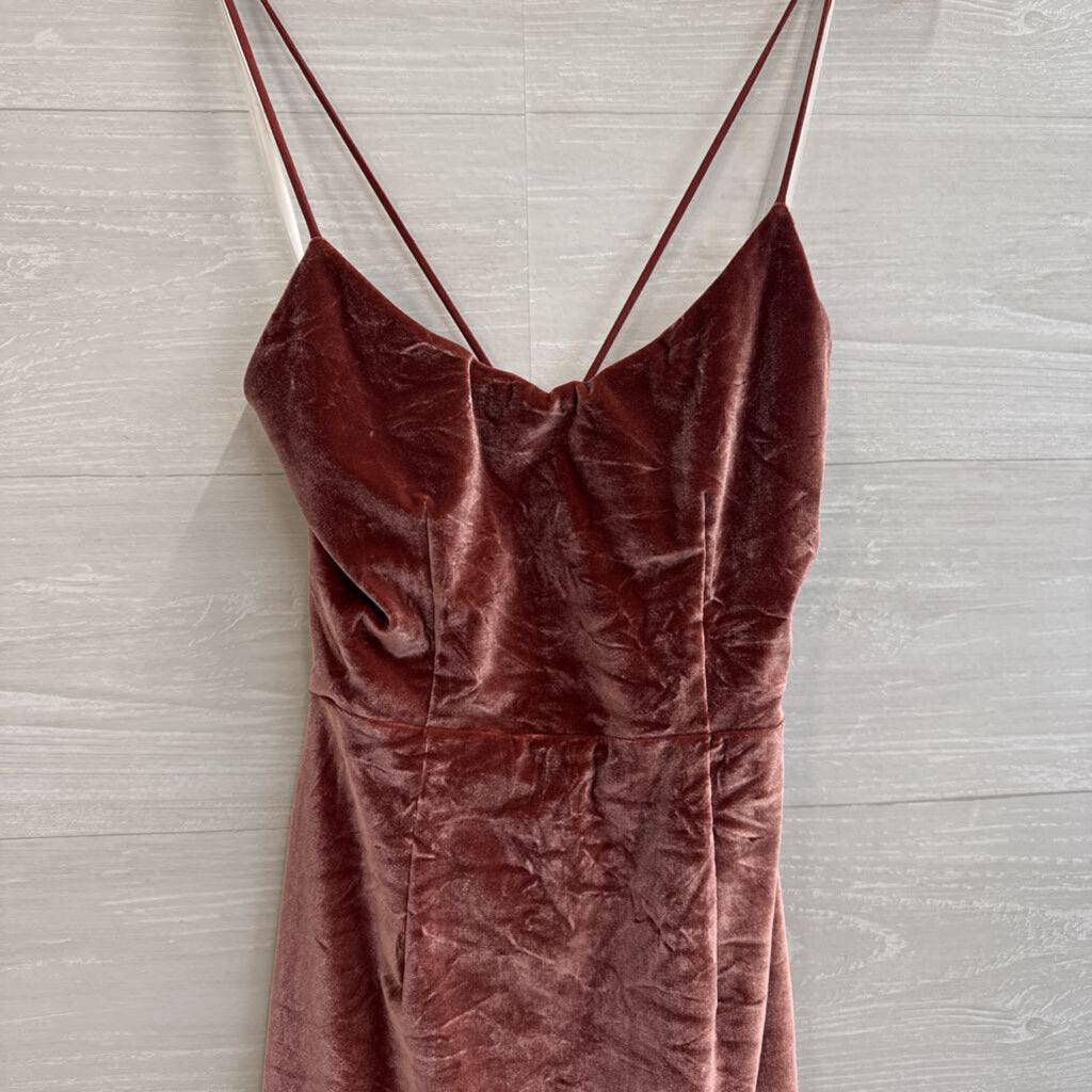 NBD Mauve Velvet Lace Up Back Mini Dress Small
