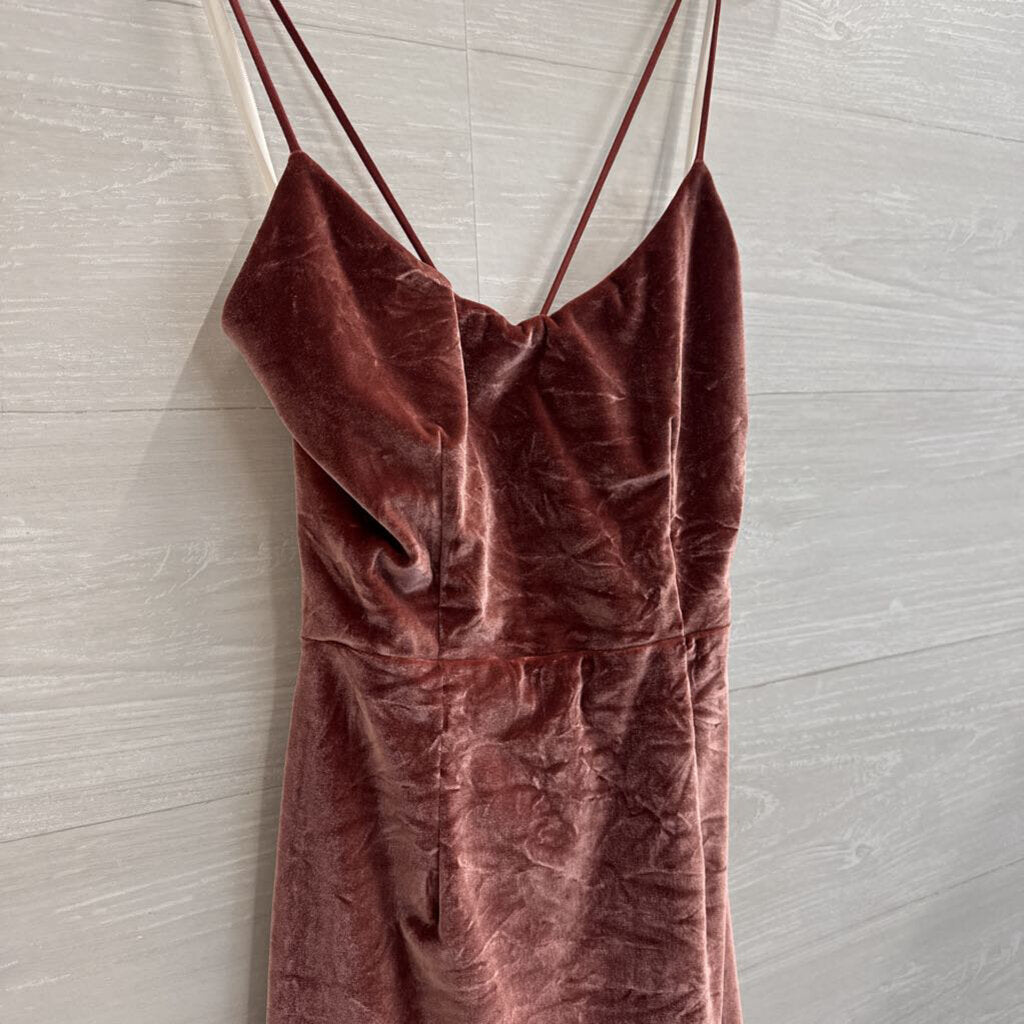 NBD Mauve Velvet Lace Up Back Mini Dress Small
