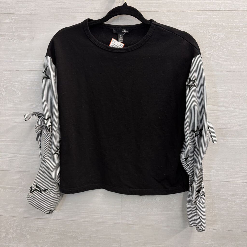 Aqua Black/ White Striped Star Long Sleeve Top Small