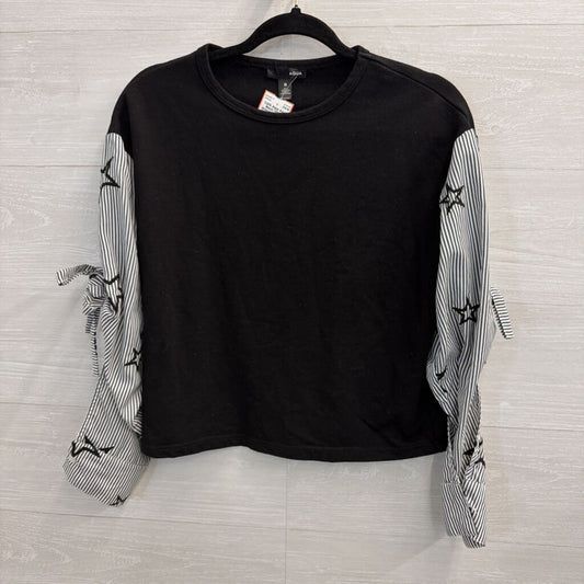 Aqua Black/ White Striped Star Long Sleeve Top Small