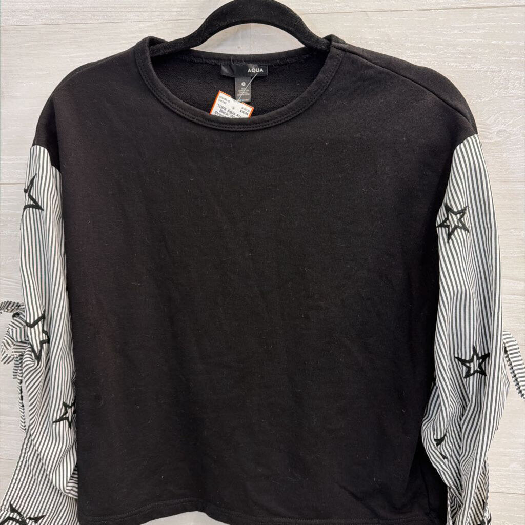 Aqua Black/ White Striped Star Long Sleeve Top Small