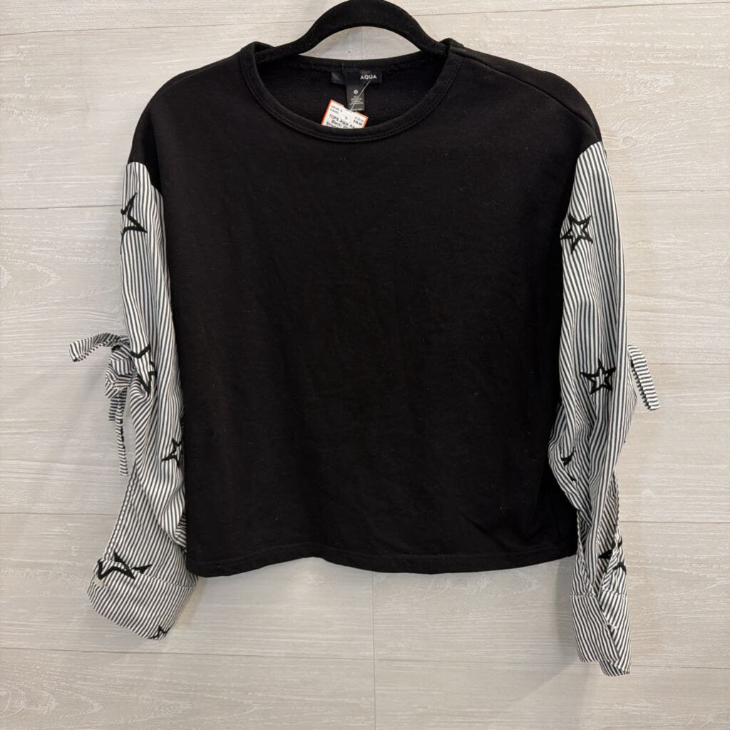Aqua Black/ White Striped Star Long Sleeve Top Small