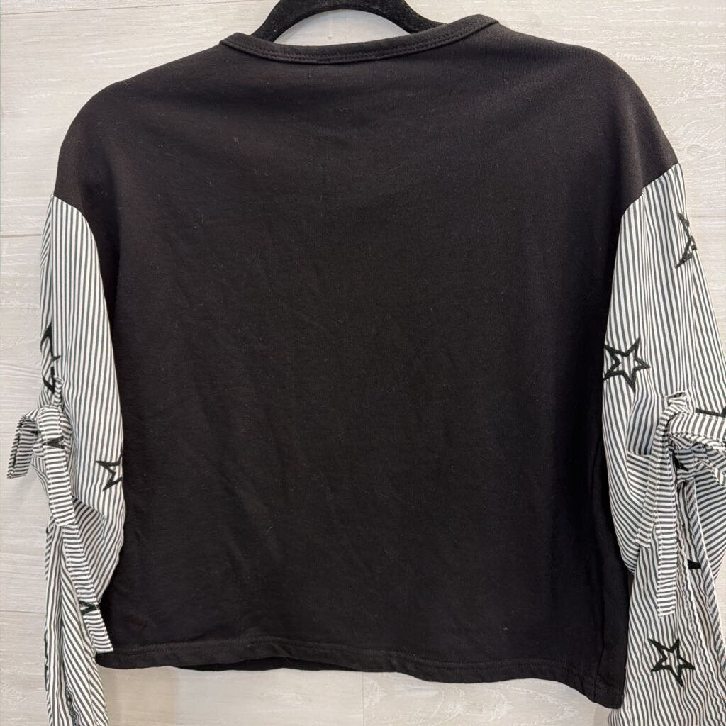 Aqua Black/ White Striped Star Long Sleeve Top Small