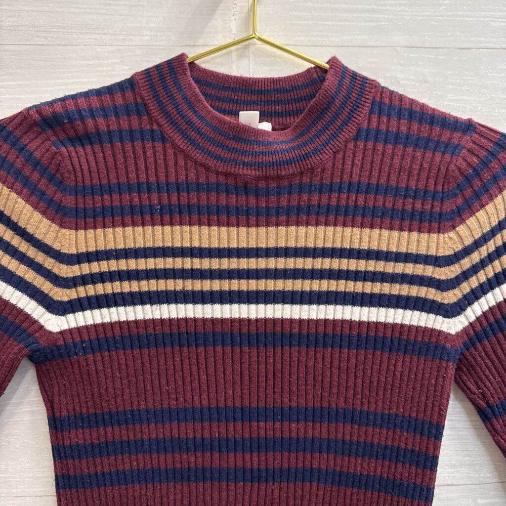 BP Burgundy/ Multi Striped Short Sleeve Top Small