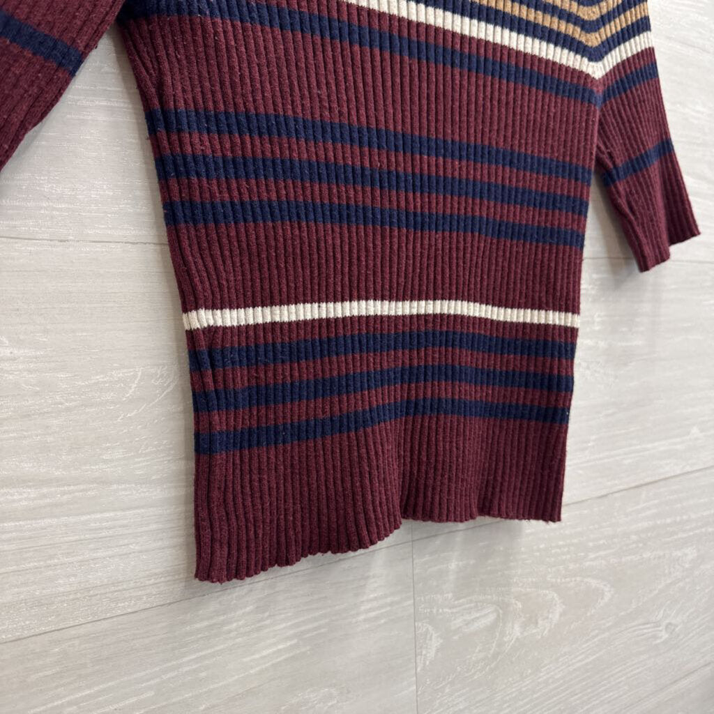 BP Burgundy/ Multi Striped Short Sleeve Top Small