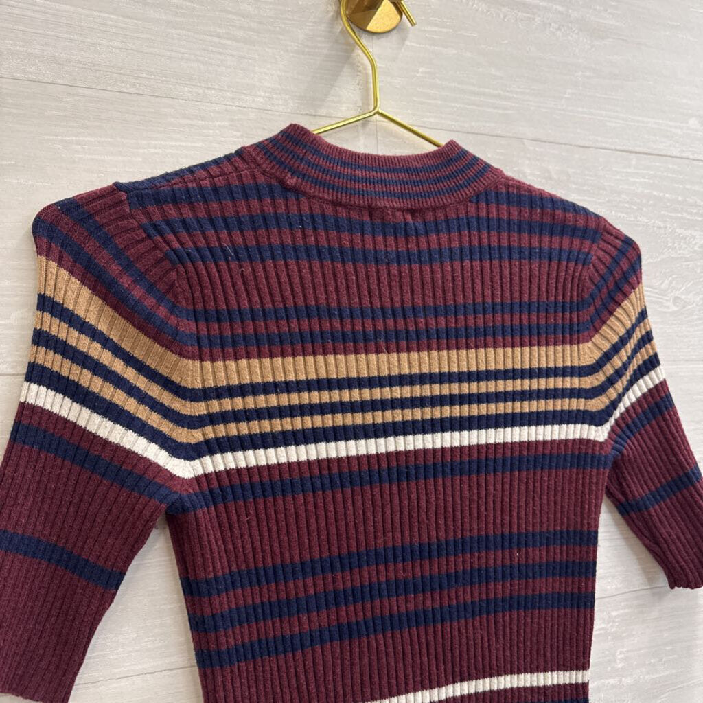 BP Burgundy/ Multi Striped Short Sleeve Top Small