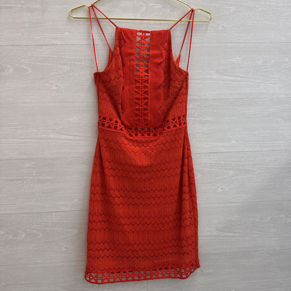 Top Shop Red Lace High Neck Dress 4