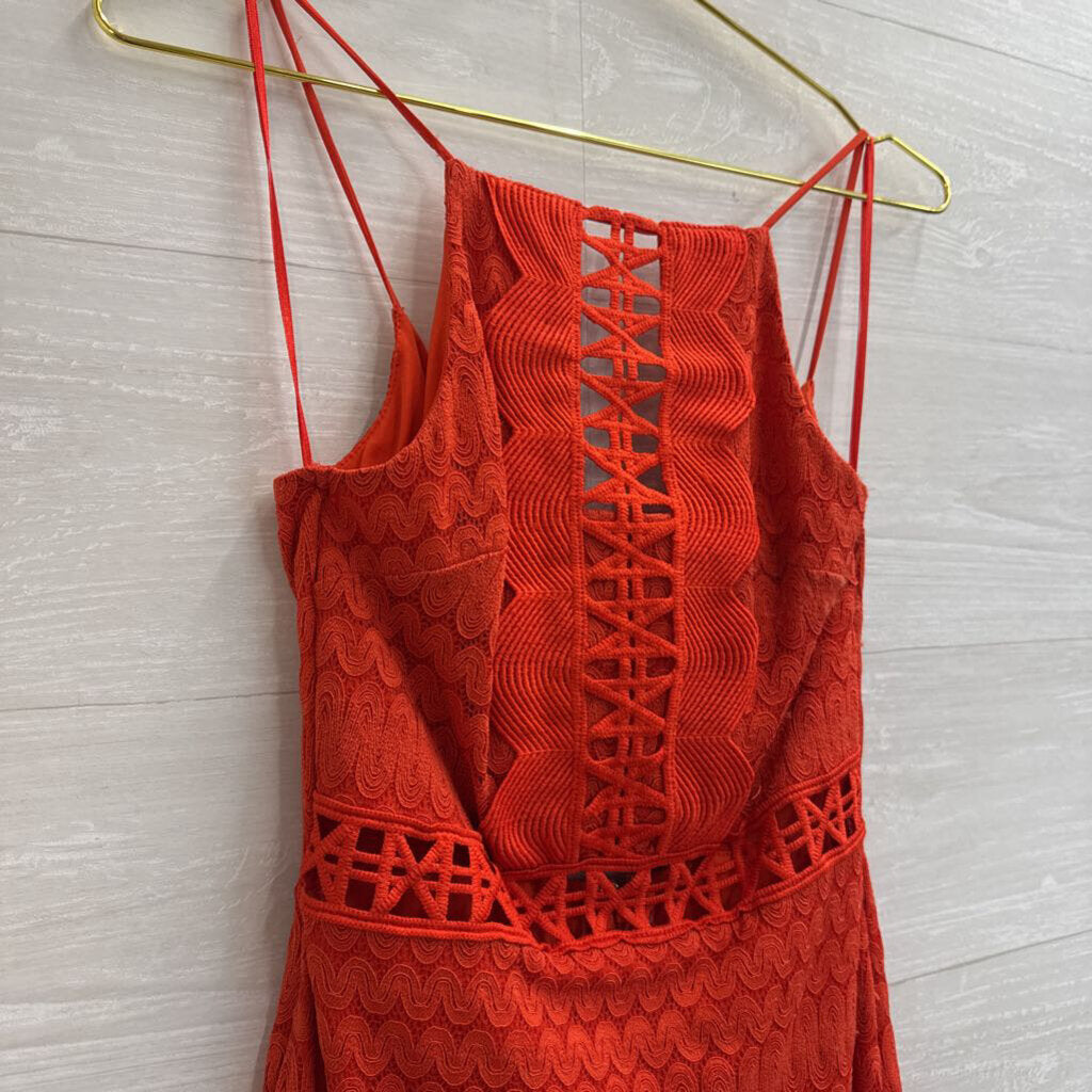 Top Shop Red Lace High Neck Dress 4