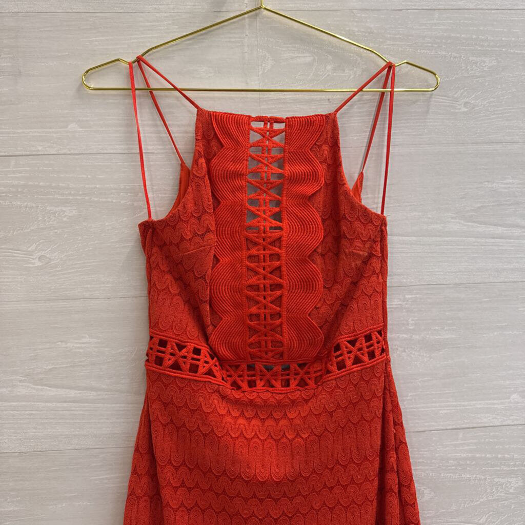 Top Shop Red Lace High Neck Dress 4