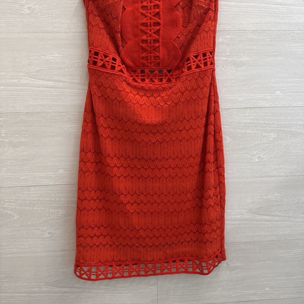 Top Shop Red Lace High Neck Dress 4