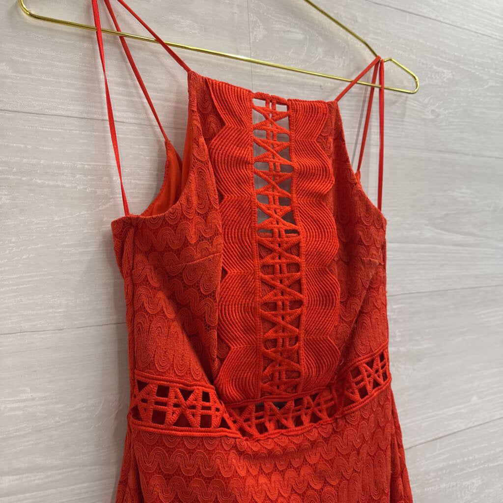 Top Shop Red Lace High Neck Dress 4
