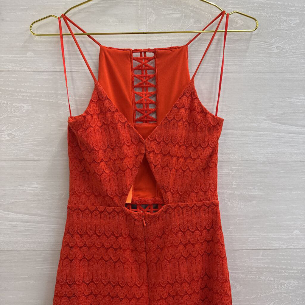 Top Shop Red Lace High Neck Dress 4