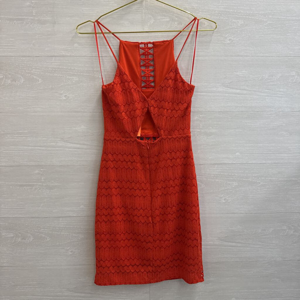 Top Shop Red Lace High Neck Dress 4