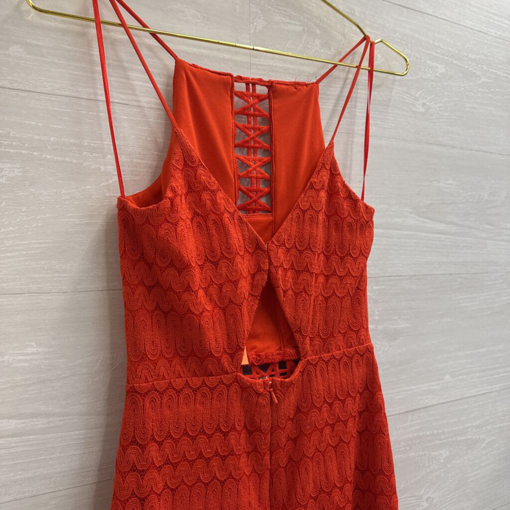 Top Shop Red Lace High Neck Dress 4
