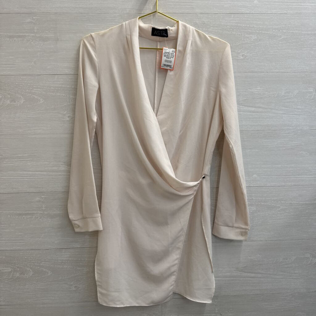 ASTR White Sheer Long Sleeve Wrap Mini Dress Small