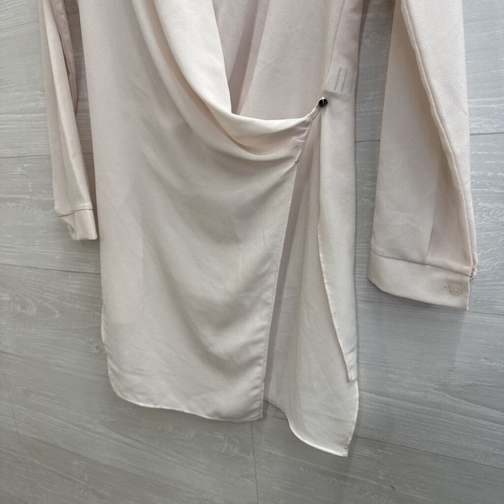 ASTR White Sheer Long Sleeve Wrap Mini Dress Small