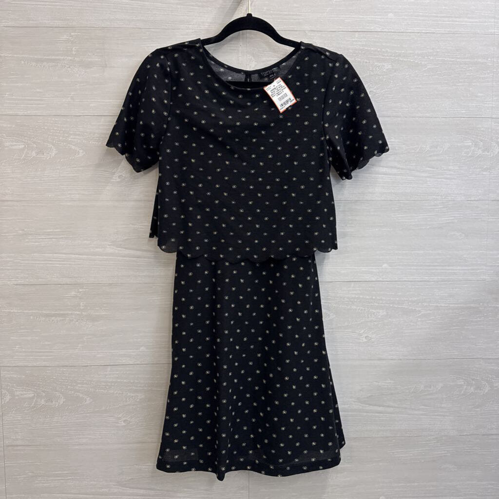 Top Shop Black/ Yellow Print Short Sleeve Dress 4
