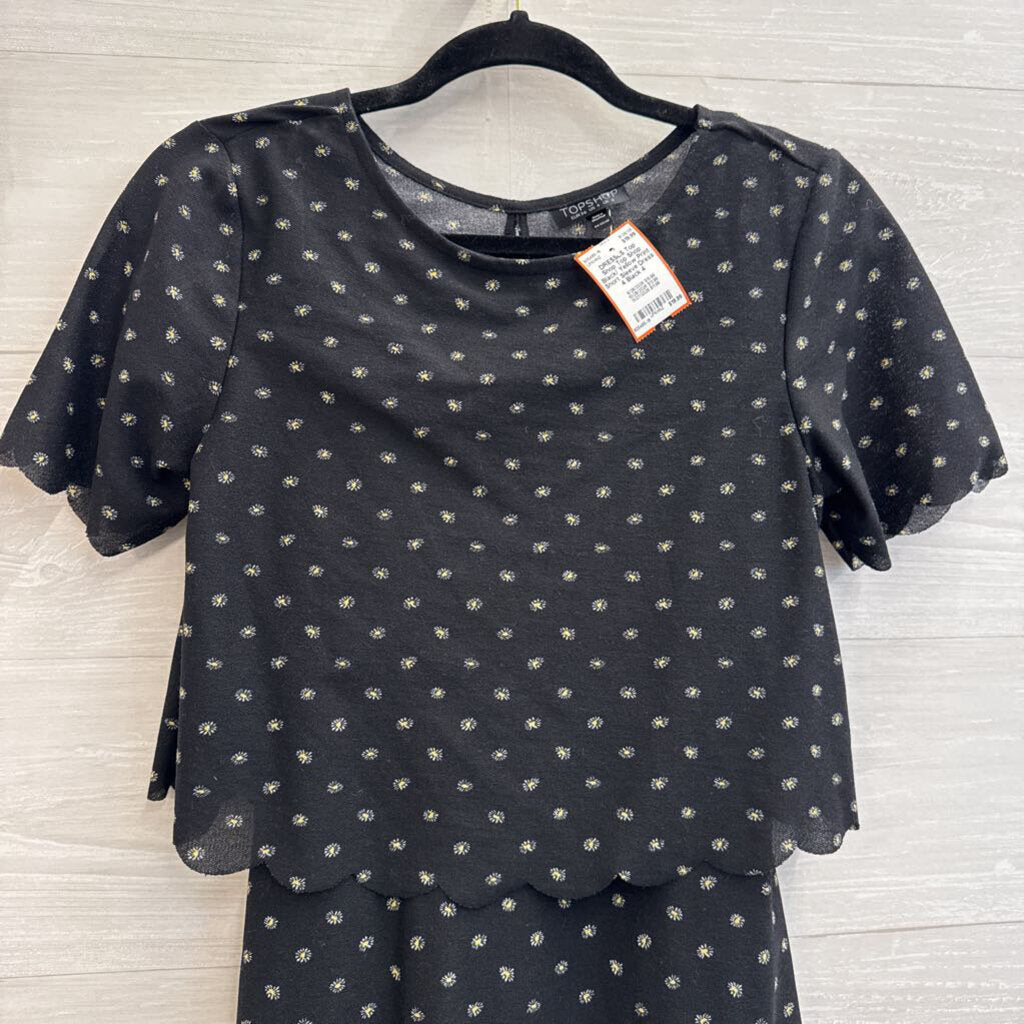Top Shop Black/ Yellow Print Short Sleeve Dress 4