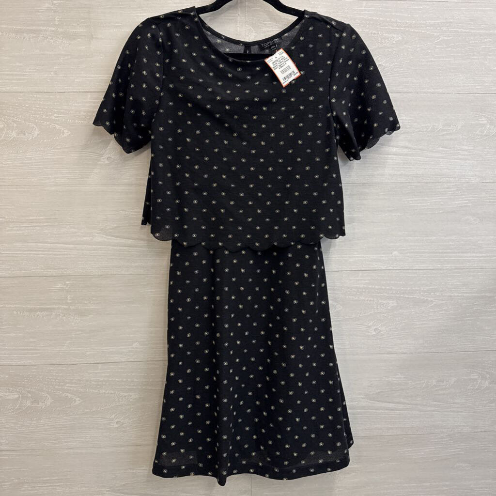 Top Shop Black/ Yellow Print Short Sleeve Dress 4