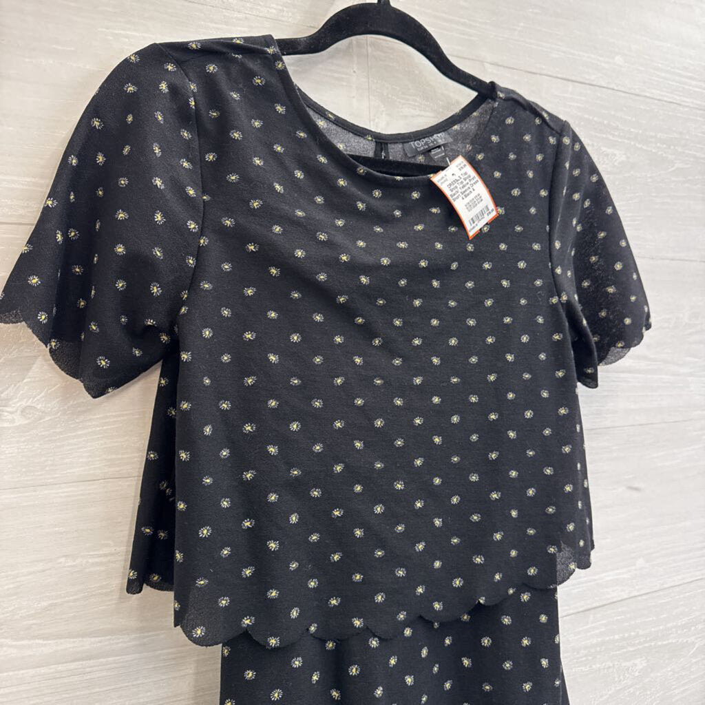 Top Shop Black/ Yellow Print Short Sleeve Dress 4