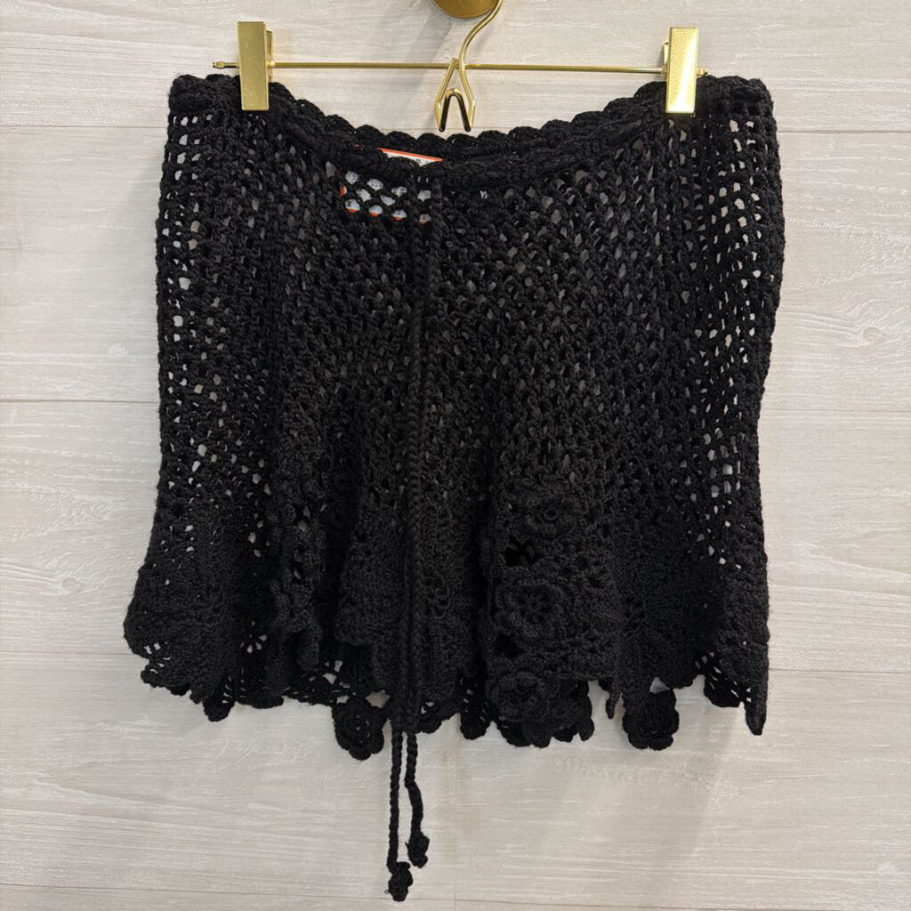 Windsor Black Open Knit Mini Skirt One Size