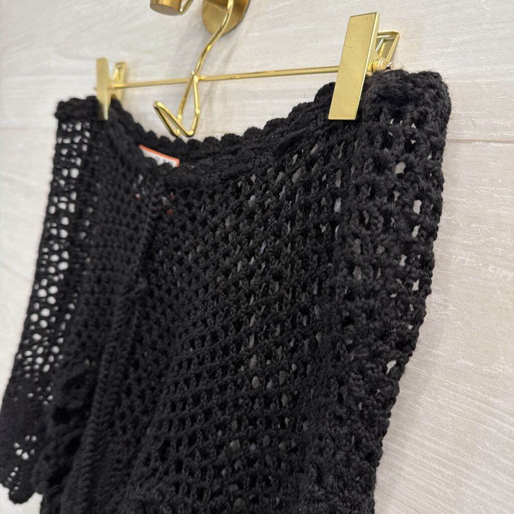 Windsor Black Open Knit Mini Skirt One Size