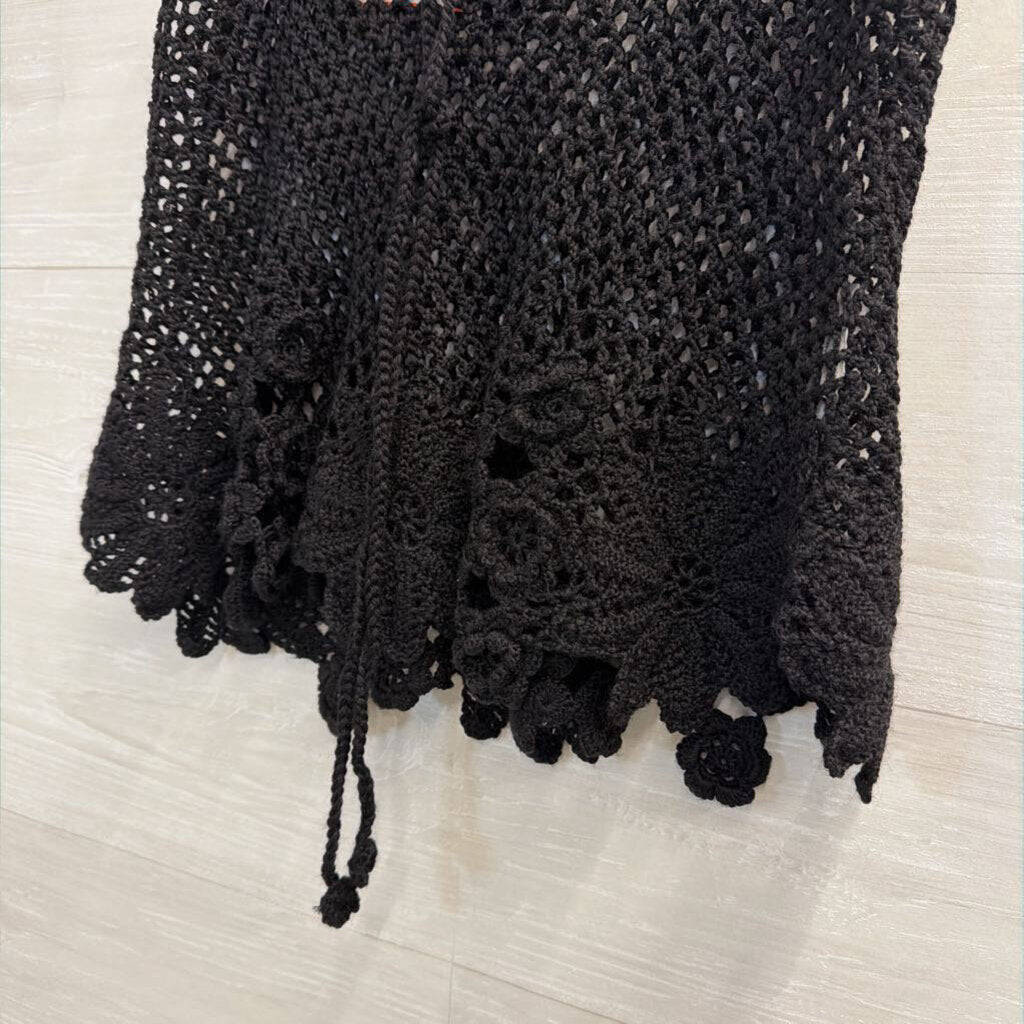 Windsor Black Open Knit Mini Skirt One Size