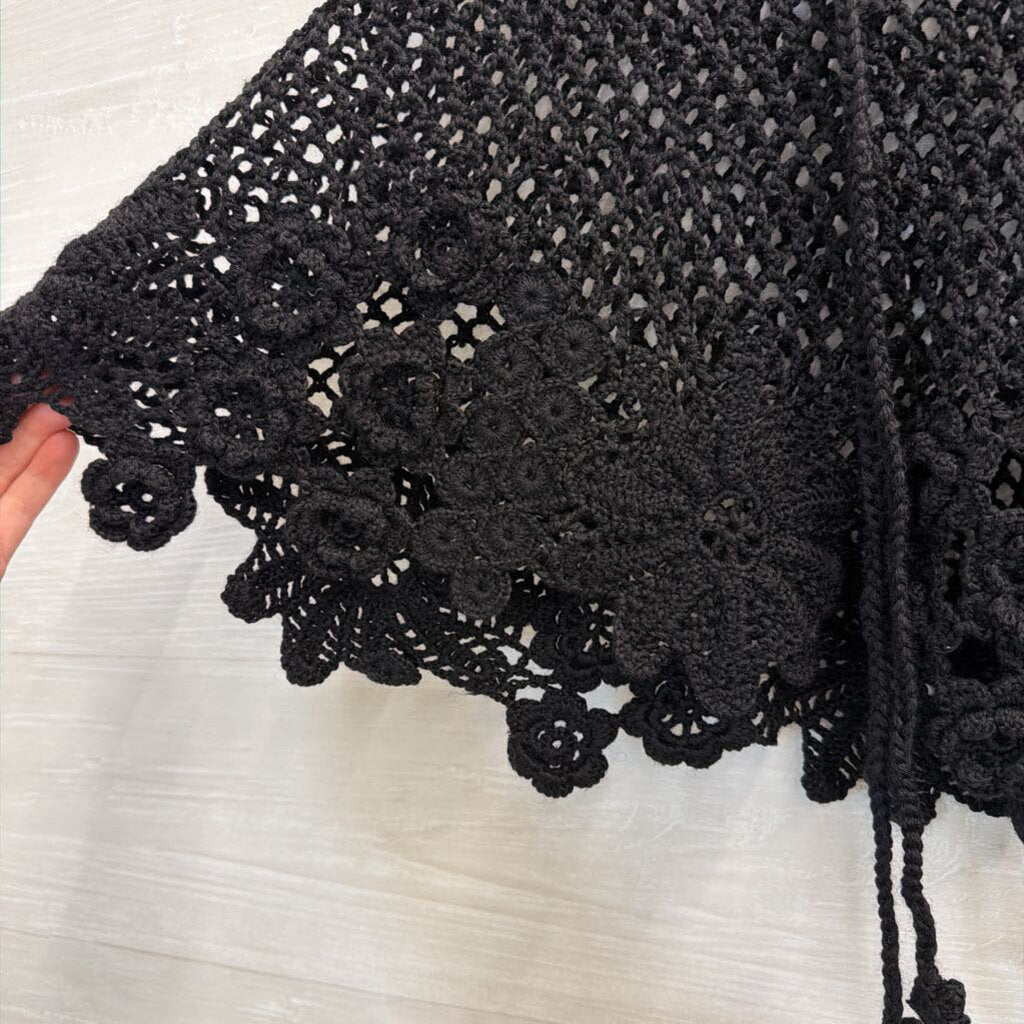 Windsor Black Open Knit Mini Skirt One Size