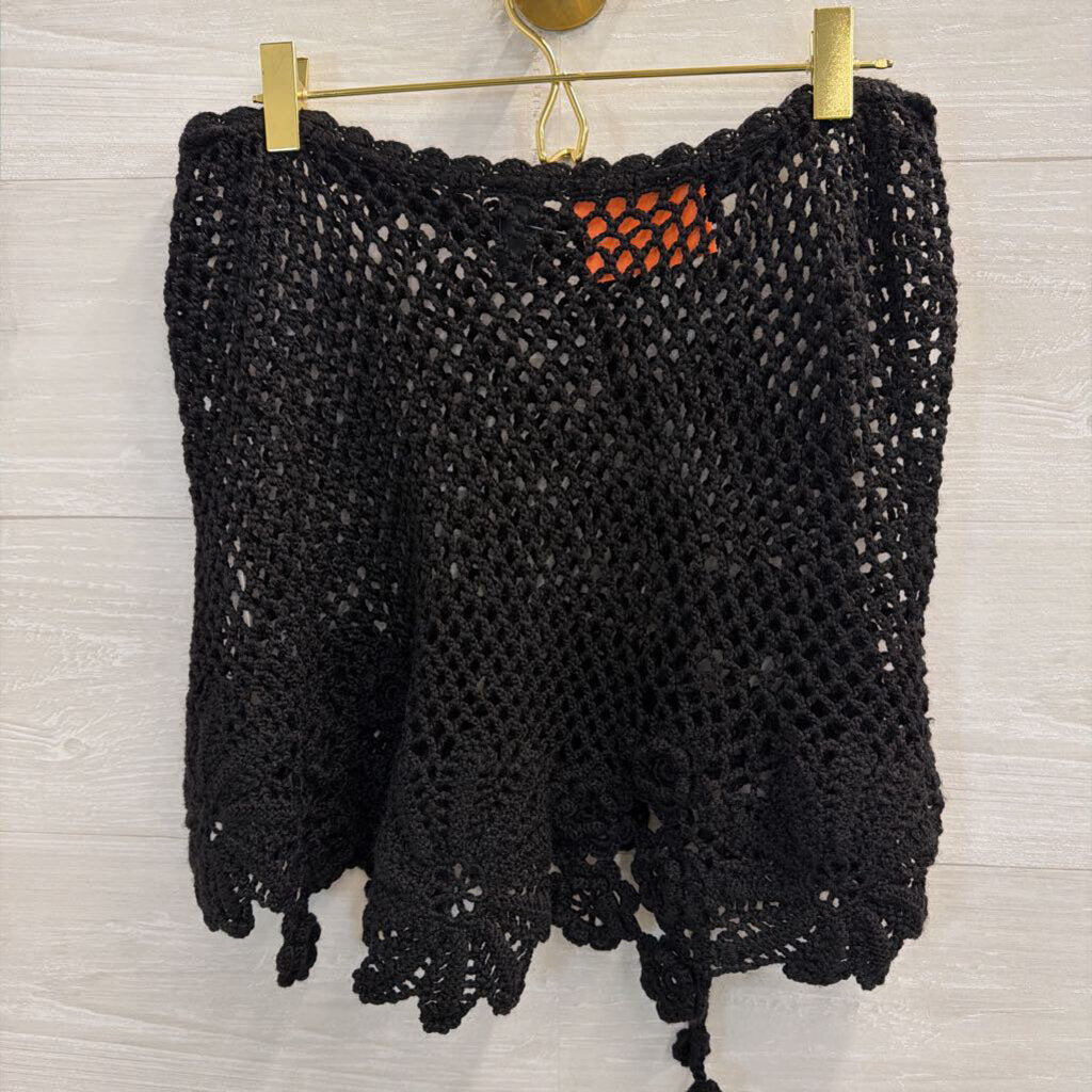 Windsor Black Open Knit Mini Skirt One Size