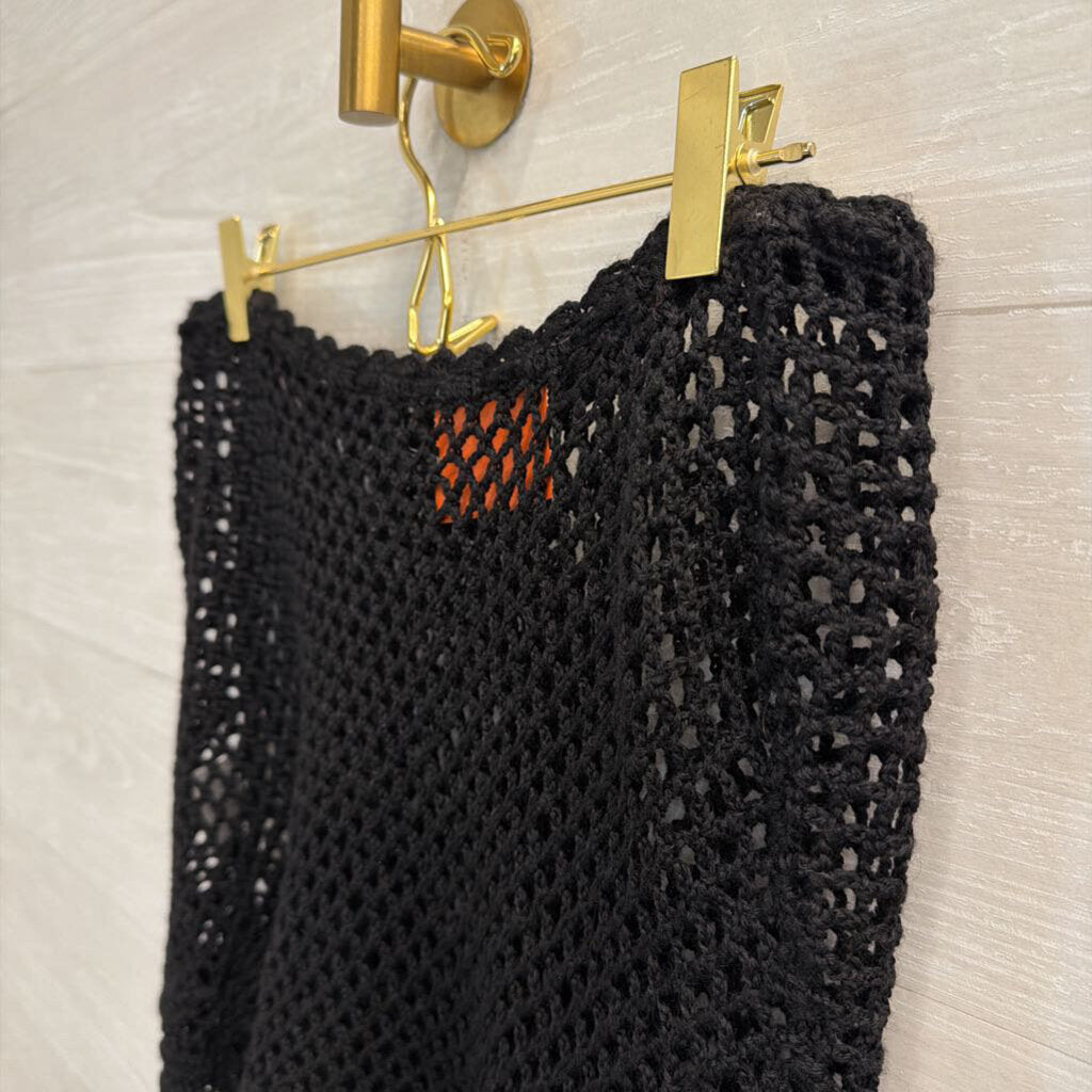 Windsor Black Open Knit Mini Skirt One Size