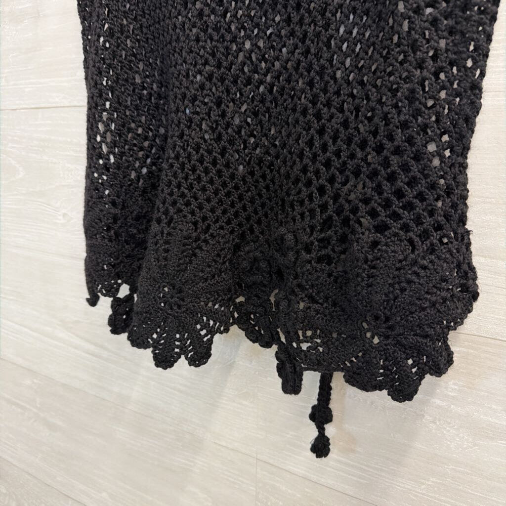 Windsor Black Open Knit Mini Skirt One Size