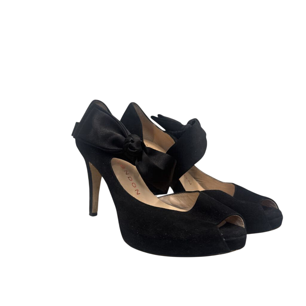 Sacha London Black Peep Toe Bow Detail Heels 9.5