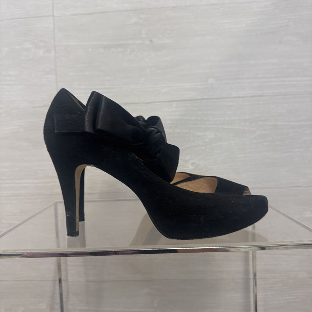 Sacha London Black Peep Toe Bow Detail Heels 9.5