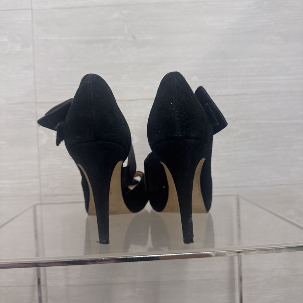 Sacha London Black Peep Toe Bow Detail Heels 9.5