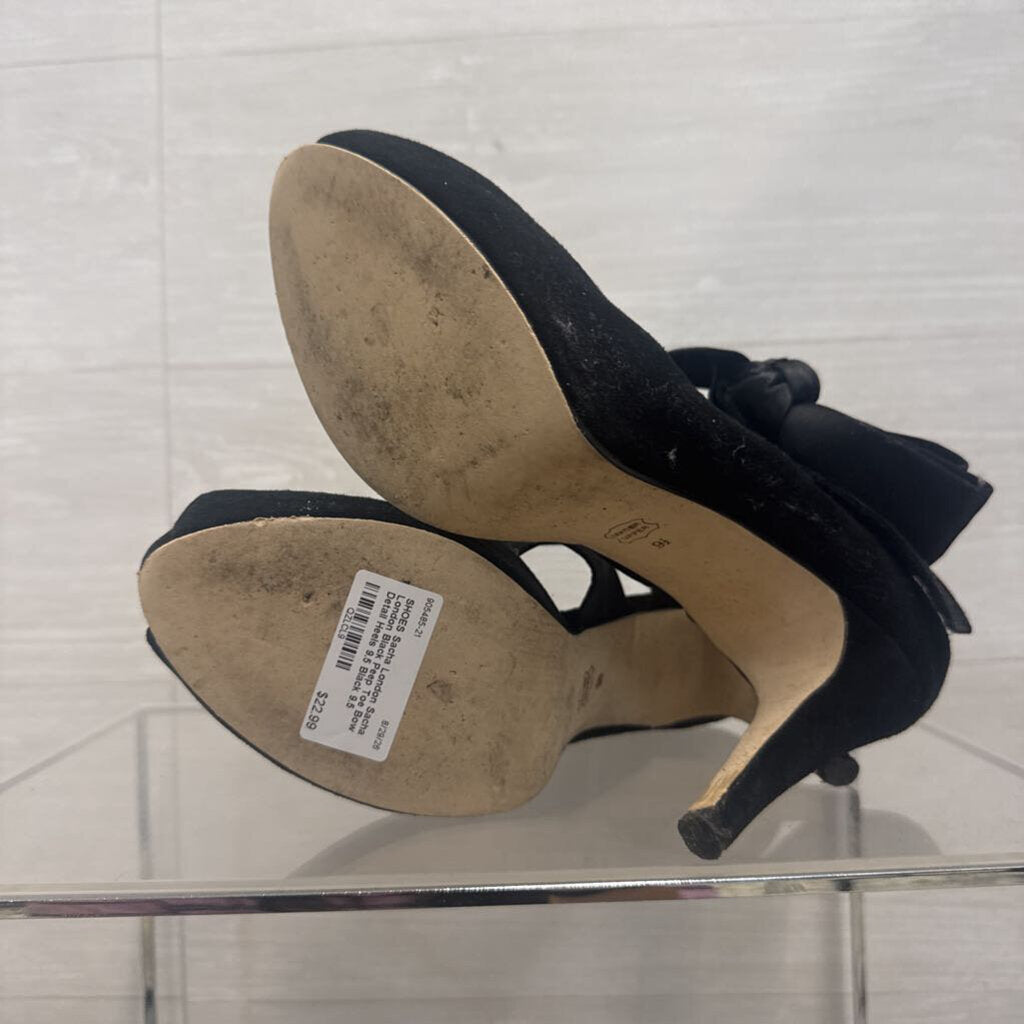 Sacha London Black Peep Toe Bow Detail Heels 9.5