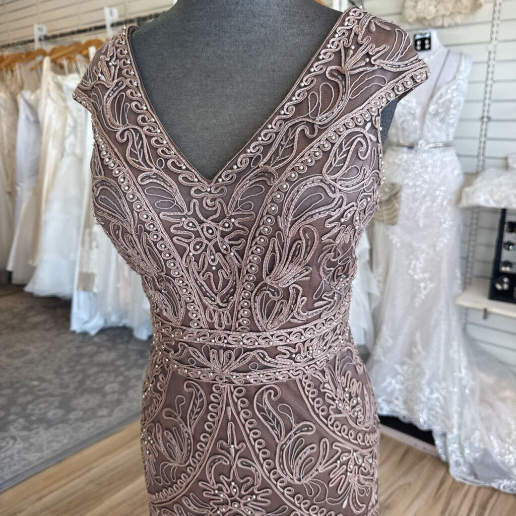 Cameron Blake Brown 3D Print Long Formal Dress Medium