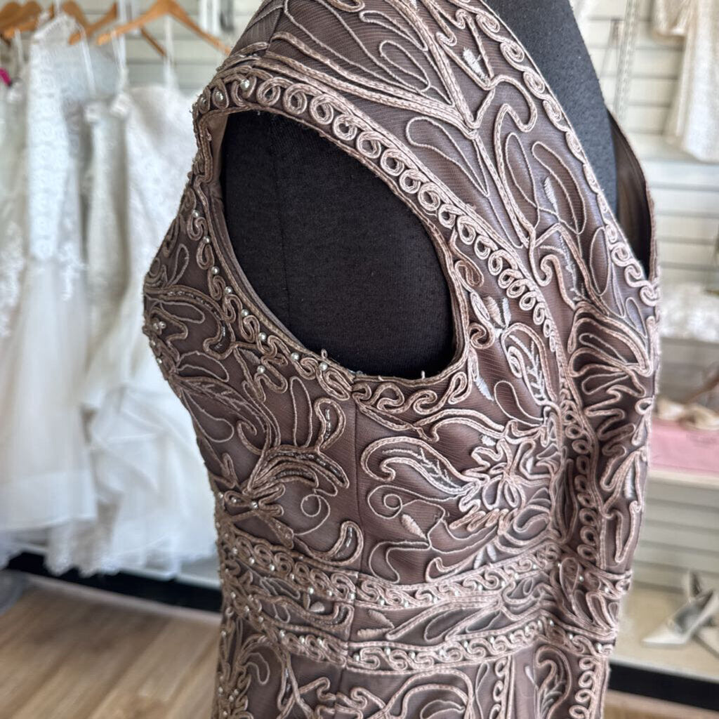 Cameron Blake Brown 3D Print Long Formal Dress Medium