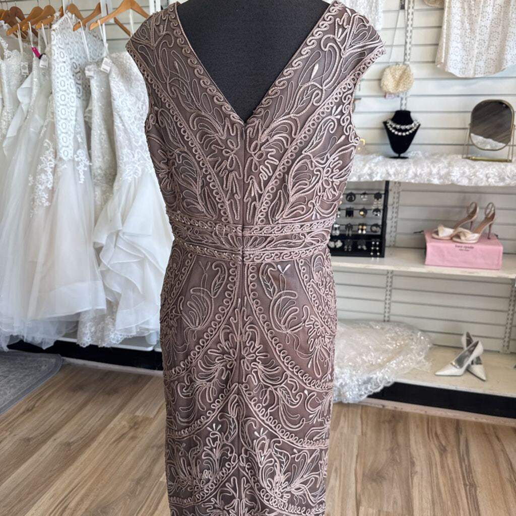Cameron Blake Brown 3D Print Long Formal Dress Medium