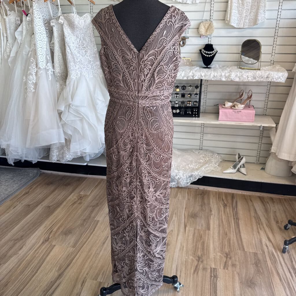 Cameron Blake Brown 3D Print Long Formal Dress Medium