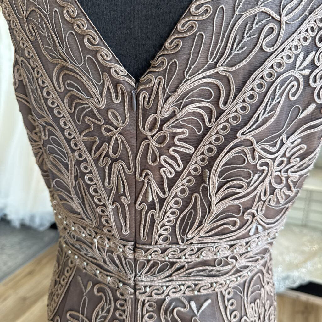 Cameron Blake Brown 3D Print Long Formal Dress Medium