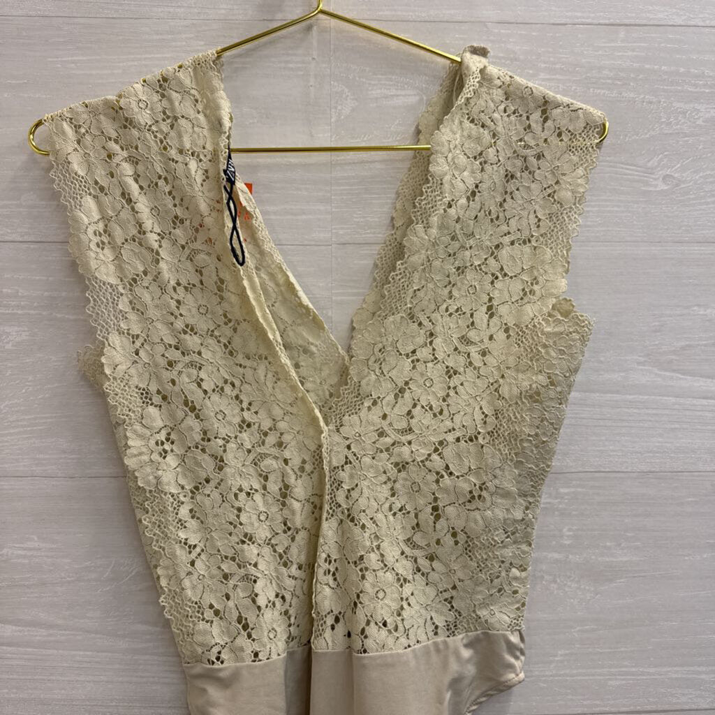 Zara Cream Lace Tank Bodysuit Small