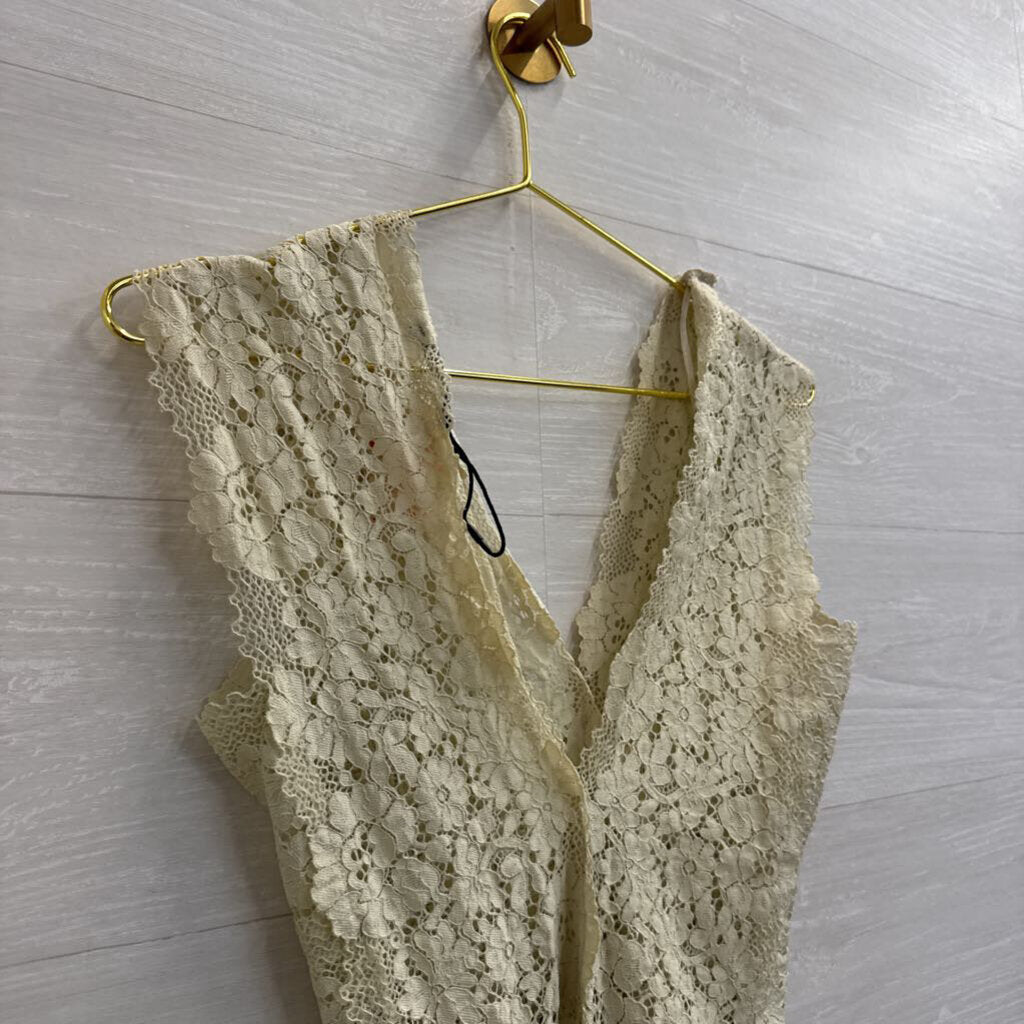 Zara Cream Lace Tank Bodysuit Small