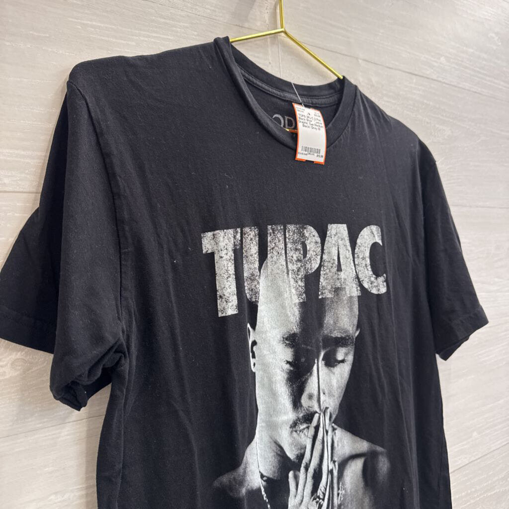 2 Pac Black Short Sleeve Graphic Tee Medium