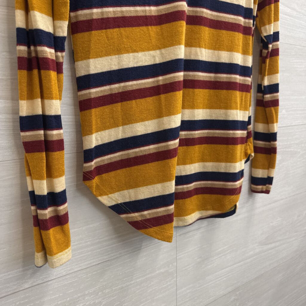 Gaze Yellow/ Navy Striped Knit Long Sleeve Top Extra Small